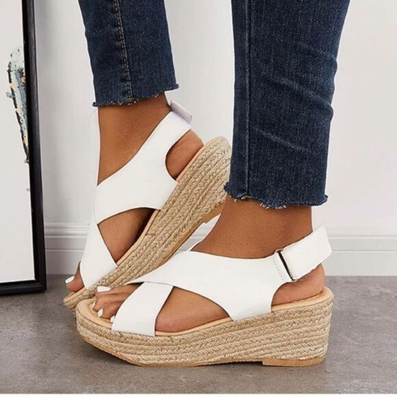 Lily White Criss Cross Espadrille Sandals sz 9 NEW # bag U-65 - Picture 1 of 4